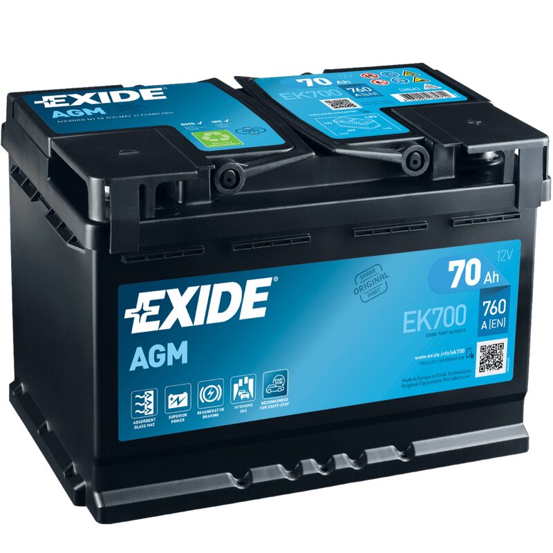 Exide EK700 AGM Autobatterie 70Ah