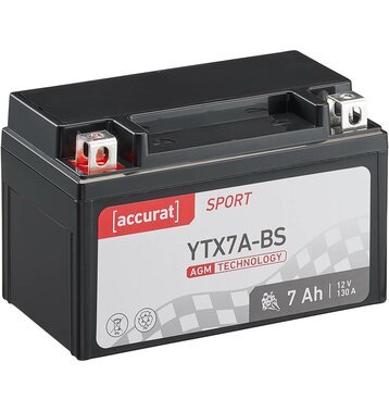 Accurat Sport AGM YTX7A-BS Motorradbatterie 7Ah 12V (DIN 50615) CTX7A-BS YTX7A-4