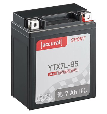 Accurat Sport AGM YTX7L-BS Motorradbatterie 7Ah 12V (DIN...