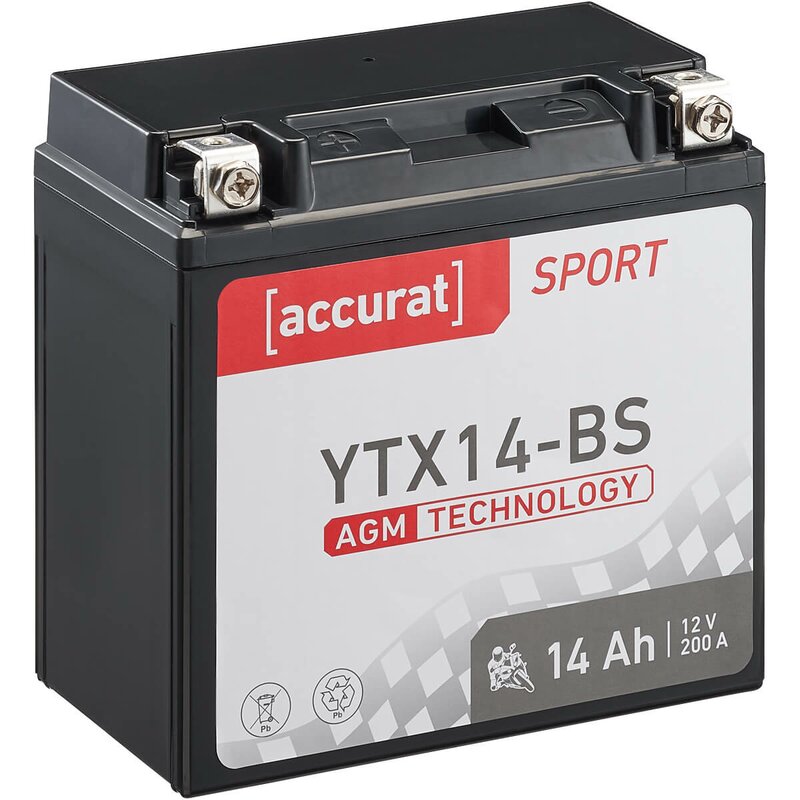 Accurat Sport AGM YTX14-BS Motorradbatterie 14Ah 12V