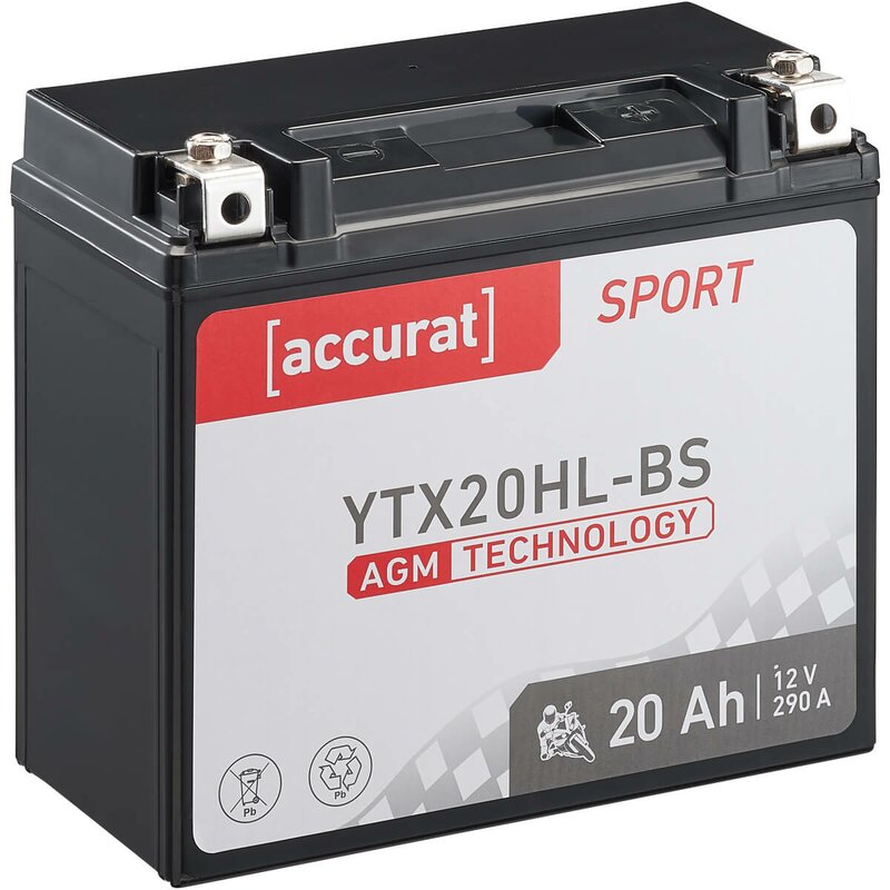 Yuasa YTX20L-BS AGM 18Ah Motorradbatterie (DIN 82000)