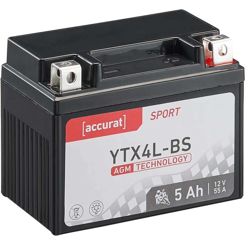 Accurat Sport AGM YTX4L-BS Motorradbatterie 5Ah 12V