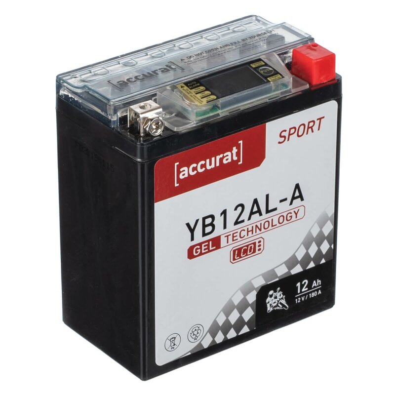 Accurat Sport GEL LCD YB12AL-A Motorradbatterie 12Ah 12V