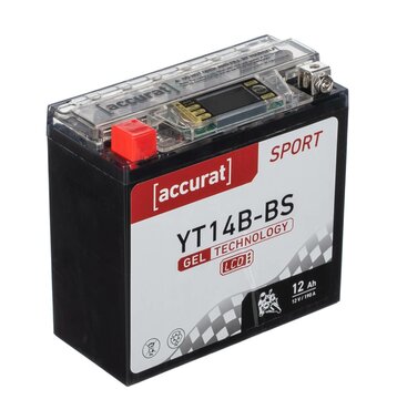 Accurat Sport GEL LCD YT14B-BS Motorradbatterie 12Ah 12V...