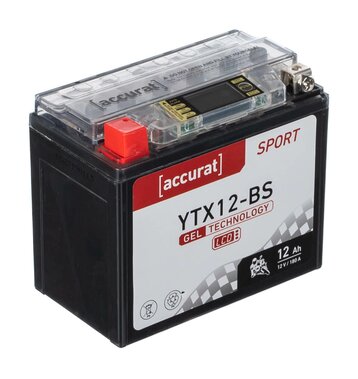 Accurat Sport GEL LCD YTX12-BS Motorradbatterie 12Ah 12V...