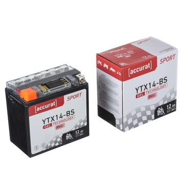 Accurat Sport GEL LCD YTX14-BS Motorradbatterie 12Ah 12V (DIN 51214) YG14-BS
