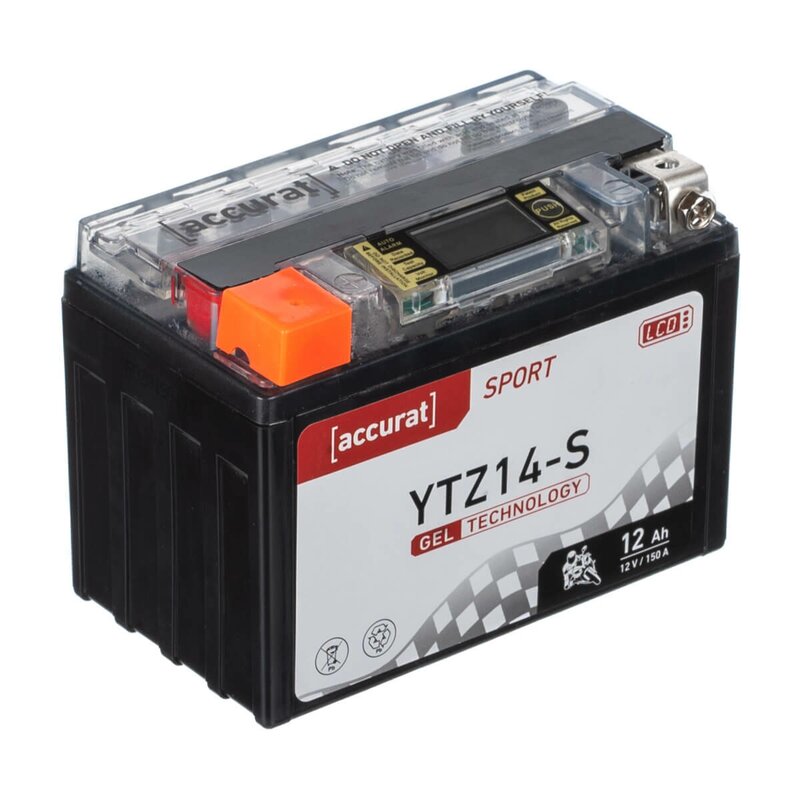 Accurat Sport GEL LCD YTZ14-S Motorradbatterie 12Ah 12V