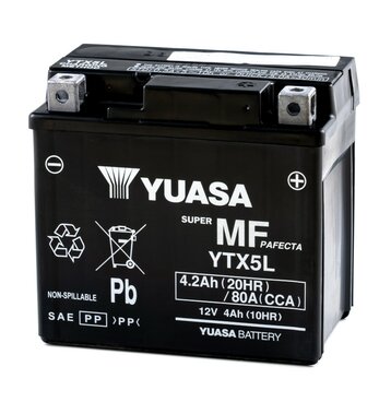 YUASA AGM YTX5L 4Ah Motorradbatterie YTX5L-BS geschlossen