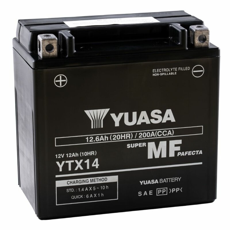 YUASA YTX14 AGM Motorradbatterie 12V 12Ah