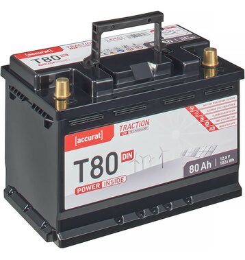 Accurat Traction T80 LFP DIN 12V LiFePO4 Lithium Versorgungsbatterie 80Ah