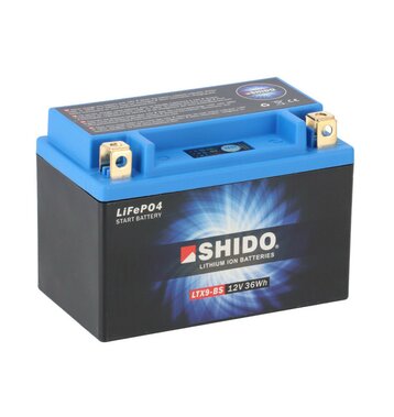 SHIDO LTX9-BS Lithium Motorradbatterie 3Ah 12V YTX9-BS