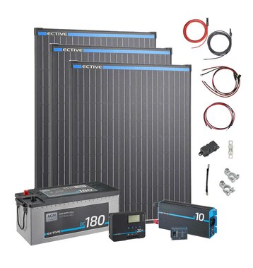 Solar Inselanlage 300Wp 1000W Wechselrichter 2160Wh AGM...